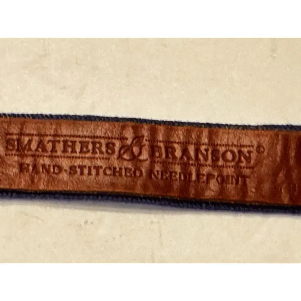 Youth Smathers & Branson Large Hand Crafted Needlepoint Belt Kids Boys Blue Golf
